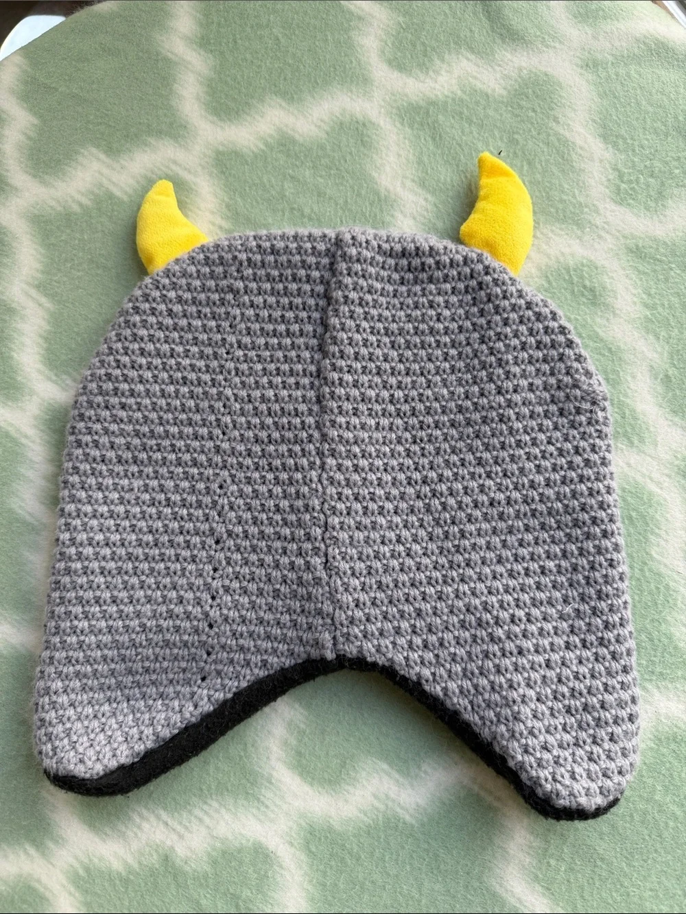 Kids Monster Earflap Hat - Gray with Yellow, Red & Blue Accents